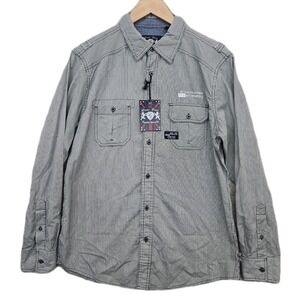 English Laundry Lion's Crest Shirt Men's Medium NWT Cotton Button Down Stripe